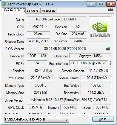 「GPU-Z 0.6.4」でベースクロックが915MHz、ブーストクロックが993MHzに変更されていることを確認した