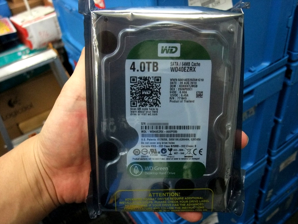 Western Digital製の省電力HDD「WD Green」に4TBモデルが登場。BUY MORE秋葉原本店の予価は17,800円