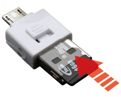 MicroSDが挿せるUSB＆microUSB対応カードリーダー、エアリア「絆 KIZUNA READER」