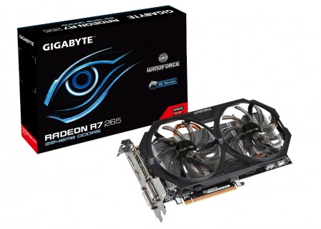 静音・高冷却クーラー「WINDFORCE 2X」標準のR7 265、GIGABYTE「GV-R7265WF2OC-2GD」