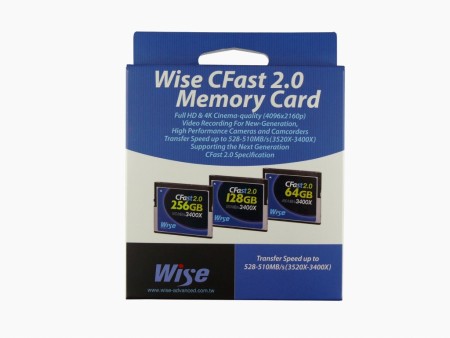 アミュレット、最大転送510MB/s、3,400倍速のCFast2.0カード「Wise CFast 2.0」発売