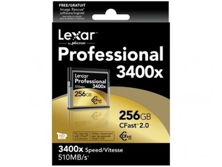 読込510MB/s、3,400倍速のCFast2.0カード、Lexar「Professional 3400x CFast 2.0」