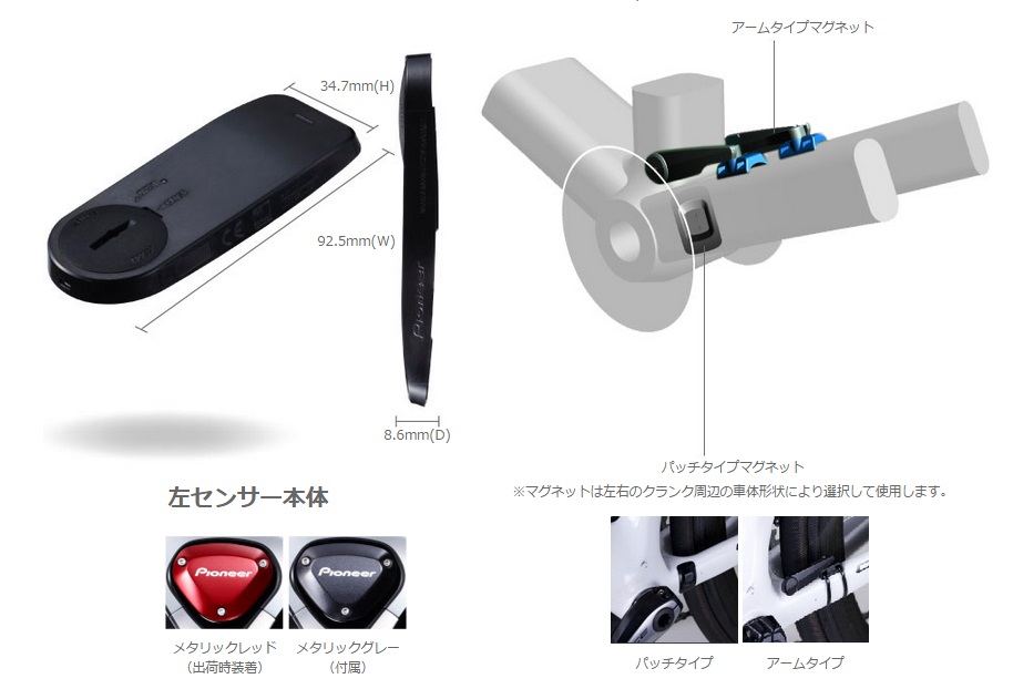 自転車の形状に合わせたマグネット装着機構と、薄型センサーにより多様な車種への取り付けが可能