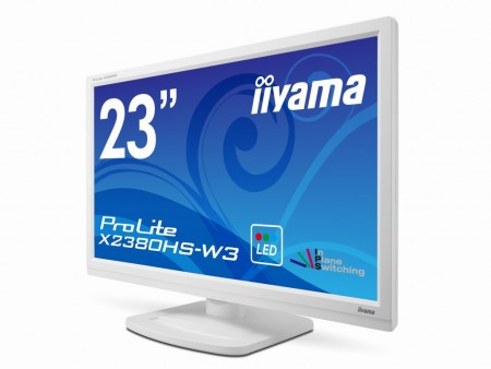 ホワイト筐体のIPSパネル採用23型フルHD液晶、iiyama「ProLite X2380HS-W3」