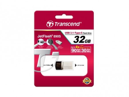 Type-C / A両対応のUSB3.1 OTGフラッシュメモリ、Transcend「JetFlash 890」シリーズ