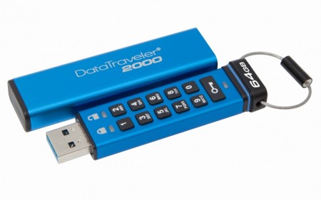 キーパッド付きUSB3.0セキュリティメモリ、Kingston「DataTraveler 2000」