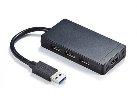 手軽にマルチディスプレイが構築できる、USB3.0ハブ一体型の変換アダプタがサンワダイレクトから