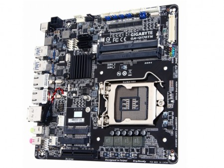 ACアダプタ駆動に対応するLGA1151向けThin Mini-ITXマザーボード、GIGABYTE「GA-Q170TN」