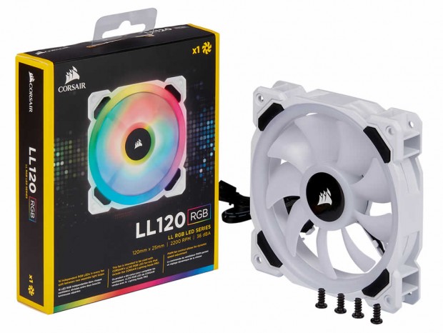 CORSAIR、120mm口径RGB LEDファン「LL120 RGB」にホワイトモデル