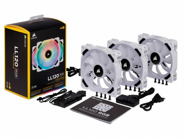 CORSAIR、120mm口径RGB LEDファン「LL120 RGB」にホワイトモデル