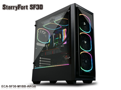 四角く発光するARGBファン×4搭載の2面強化ガラスケース、ENERMAX「StarryFort SF30」