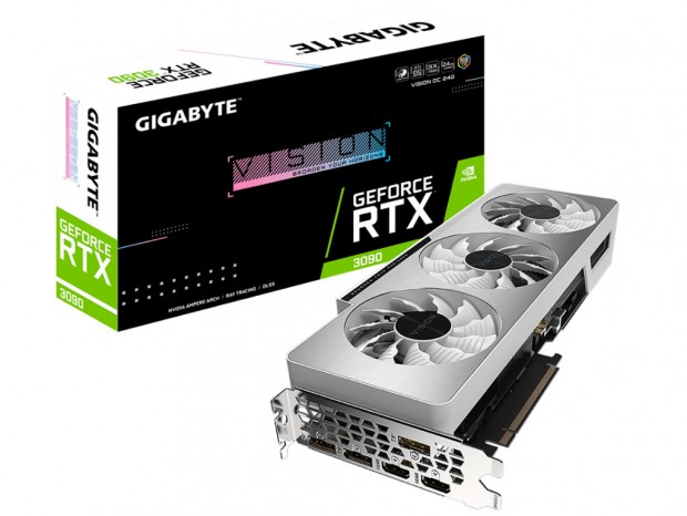 シルバーの3連ファンクーラーを搭載するGeForce RTX 3090がGIGABYTEから