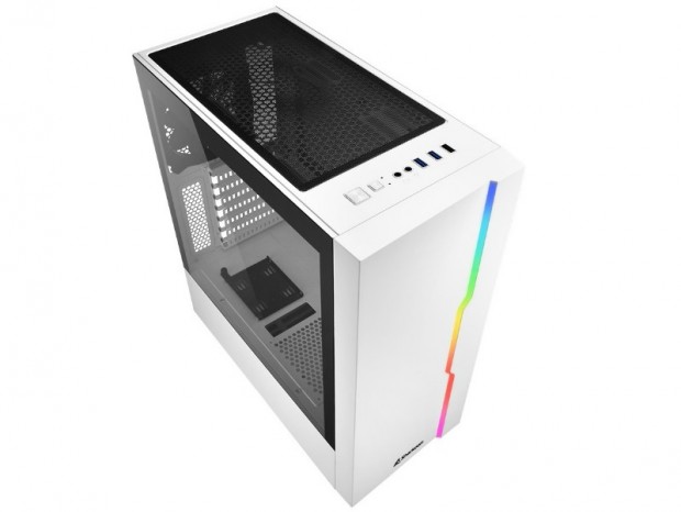 ARGBイルミ搭載の白いミドルタワーPCケース、SHARKOON「RGB Slider White」