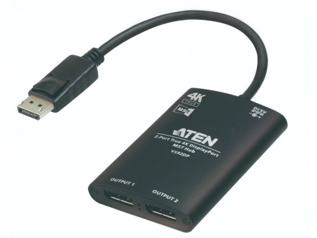 4K信号を2系統に分配出力できるDisplayPort分配器、ATEN「VS92DP」