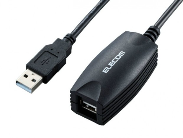 エレコム、USB2.0信号を最大20mまで延長できるエクステンダーケーブル「USB2-EXB50」