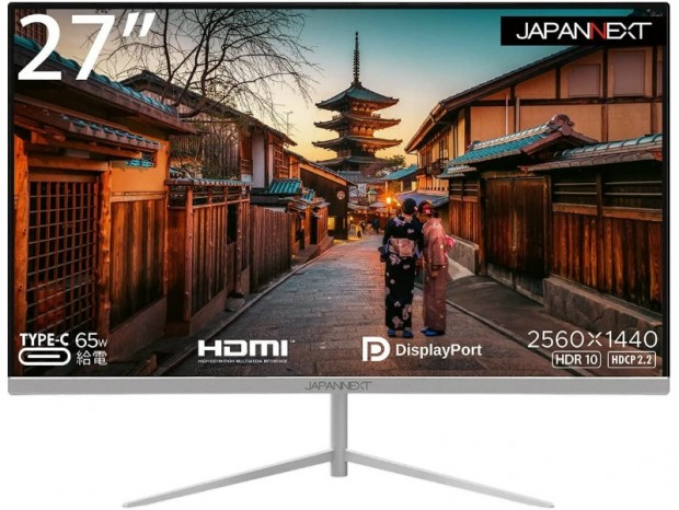 65W給電対応のType-C搭載27型WQHD液晶、JAPANNEXT「JN-T27WQHD-C65W」