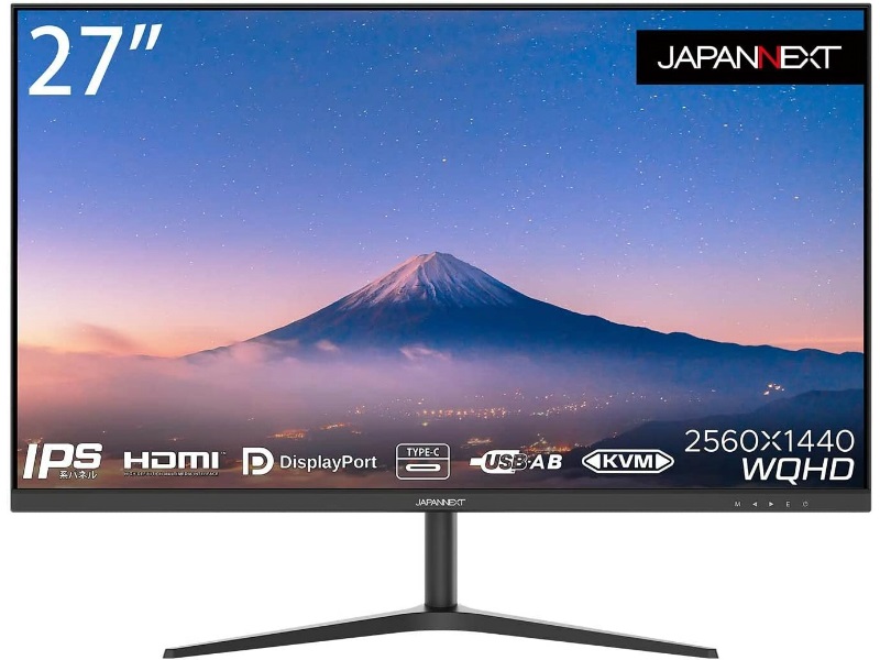 JAPANNEXT 27型WQHD Type-C 65W給電対応液晶モニターJN-T27WQHD-C65W