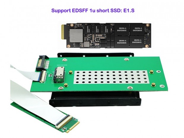 E1.S NVMe SSDをM.2に変換するアダプタがSintechから
