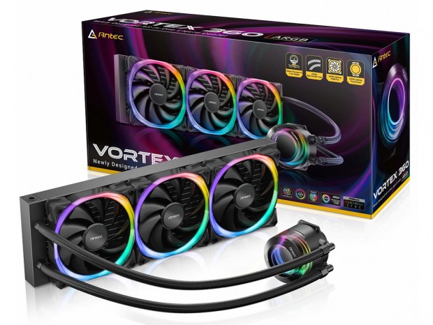 渦モチーフのポンプヘッド採用AIO水冷、Antec「Vortex ARGB」シリーズ発売