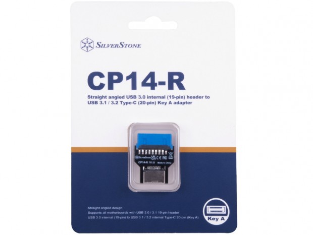 USB 3.0 19pinヘッダをUSB Type-Cヘッダに変換するアダプタ、SilverStone「CP14-R」