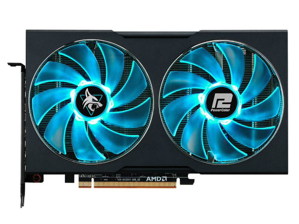 アイスブルーに光るLEDファンを搭載したRadeon RX 7600がPowerColor