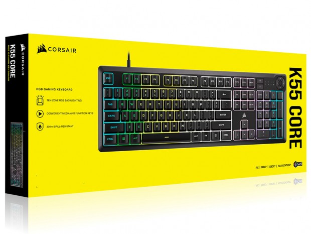 メンブレン採用のフルサイズゲーミングキーボード、CORSAIR「K55 CORE RGB」1月26日発売