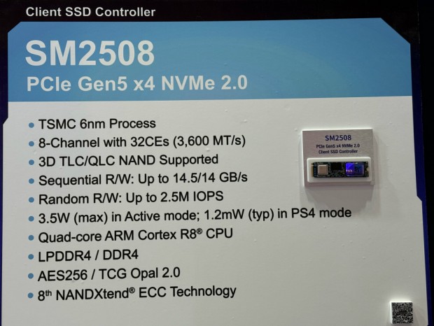 消費電力を50％削減したPCIe 5.0 SSDコントローラ、Silicon Motion「SM2508」