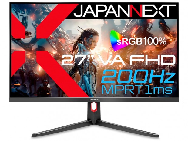 VAパネル採用の27型/200HzフルHDゲーミングディスプレイがJAPANNEXTから