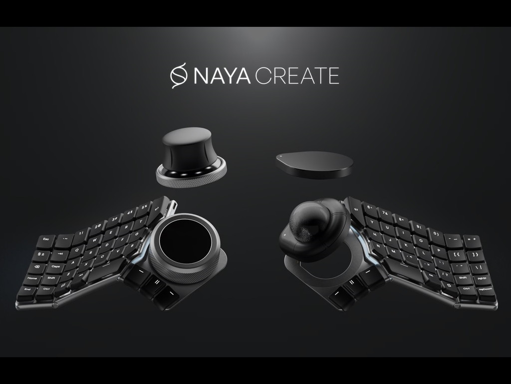 トラックボールやダイヤルを搭載可能な分割キーボード「Naya Create」が国内クラファン開始 - エルミタージュ秋葉原