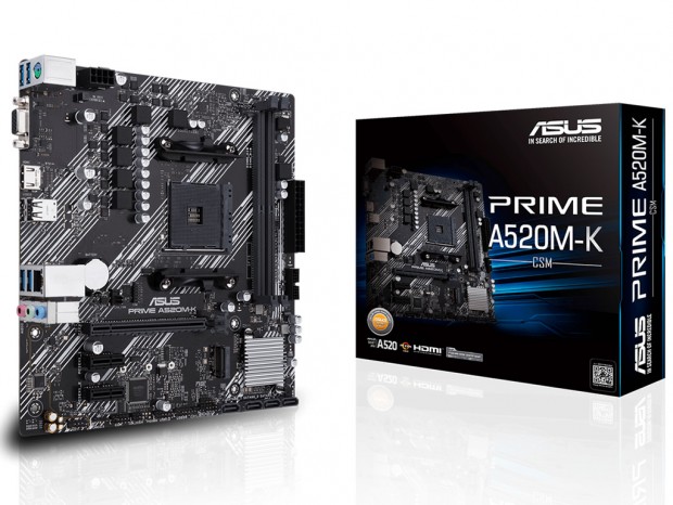 ASUS、売価約6,000円のA520チップ搭載AM4マザーボード「PRIME A520M-K」20日より発売