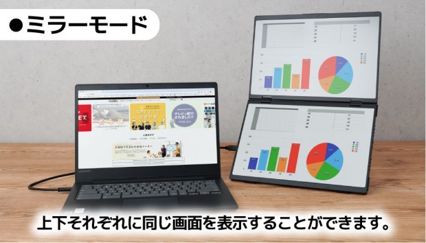 Mac/Windows両対応 上下2画面拡張ポータブルモニター