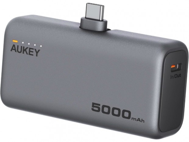 パススルー充電対応のコンパクトな直挿しモバイルバッテリ、AUKEY「Spark Mini 5000」