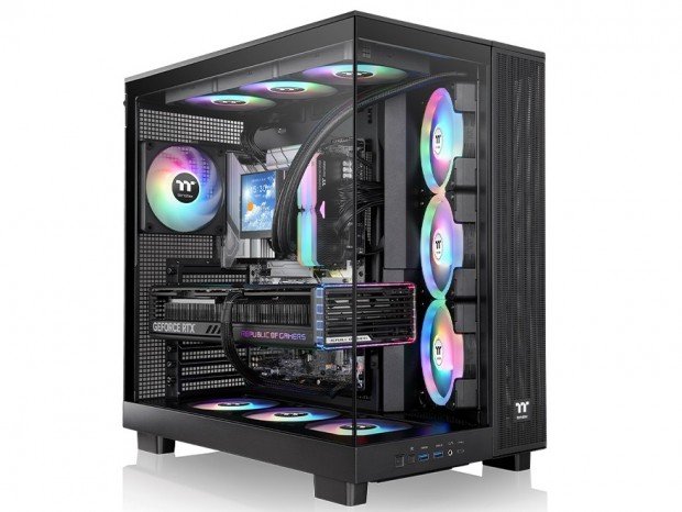 デュアルチャンバーデザインのピラーレスPCケース、Thermaltake「View 380 XL TG ARGB」