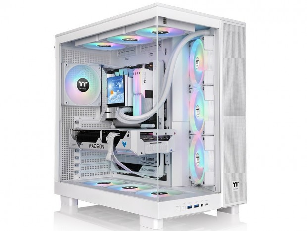 デュアルチャンバーデザインのピラーレスPCケース、Thermaltake「View 380 XL TG ARGB」