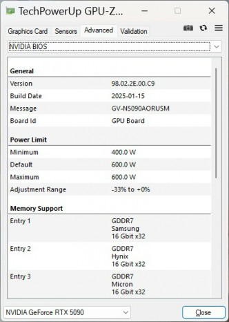 AORUS GeForce RTX 5090 MASTER ICE 32G